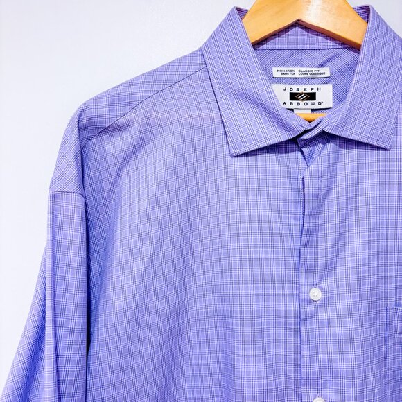 JOSEPH ABBOUD | Lavender check shirt | Egyptian cotton classic | Men's XXL - Picture 2 of 8